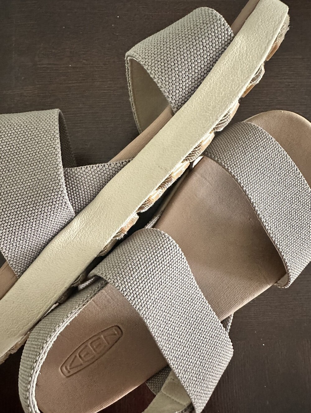 Keen Women's Two-Strap Slide Sandals in Taupe and Beige